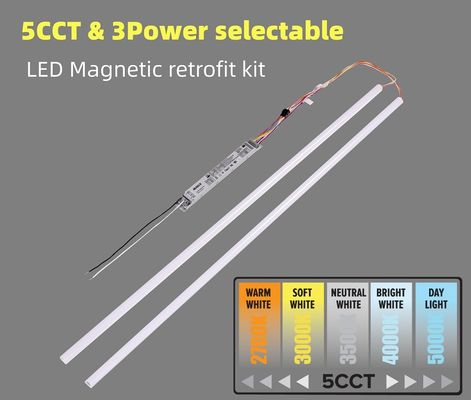 DLC 140Lm/W Magnétique LED Light Troffer Linear retrofit Kit pour le marché américain Ajustez 5CCT