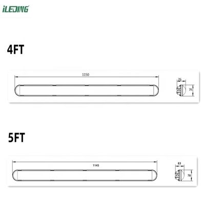 Commercial LED étanche à la vapeur 18W 4Ft avec IP66 étanche à l'eau