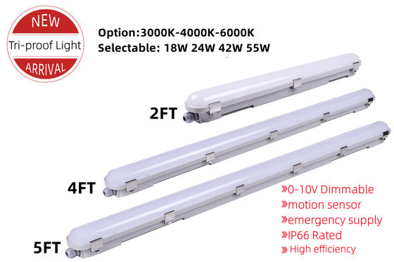 Commercial 5FT Parking LED Linière Tri-proof Suspendu IP66 Lampes étanches à la vapeur 2kg