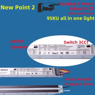 2FT 25W réglable CCT Led Magnétique Légère Kit de réaménagement PC Lens pour l'éclairage personnalisable