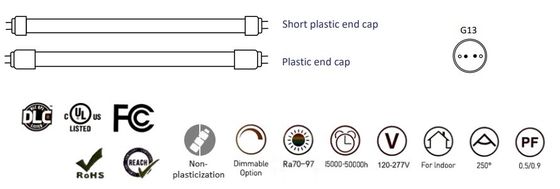 Tubes LED pour bureau/entrepôt/hôtel/paysage 17W 1200mm 220-240V Voltage d'entrée personnalisé