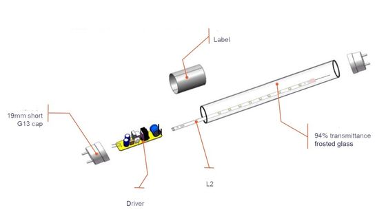 Tubes LED pour bureau/entrepôt/hôtel/paysage 17W 1200mm 220-240V Voltage d'entrée personnalisé