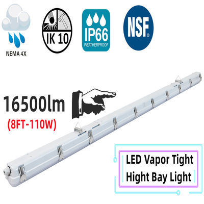 Matériau PC 8FT 110W LED à vapeur étanche Tri Proof Light IP66 NEMA 4X pour le lavage des voitures de ferme