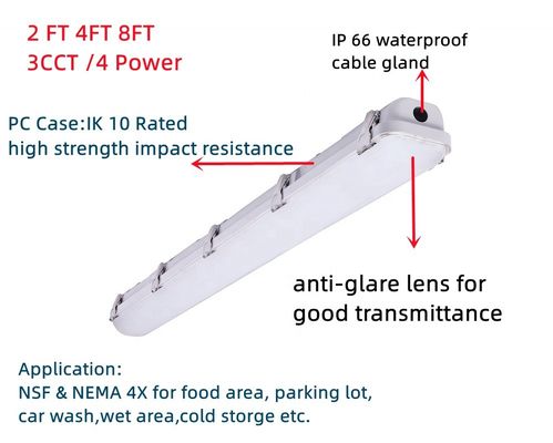 DLC IP66 35W 46W 4FT LED Vapor Tight Garage Light Fixture pour les solutions d'éclairage à longue durée de vie